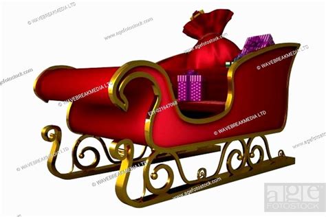 Red And Gold Santa Sleigh Stock Photo Picture And Low Budget Royalty