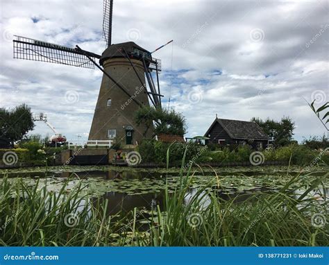 Kinderdijk Museum, Netherlands. View on the Old Windmills Stock Image ...