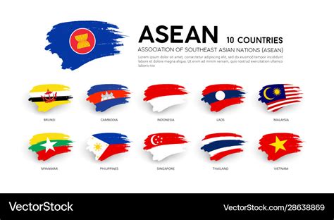 Aec asean economic community flags Royalty Free Vector Image