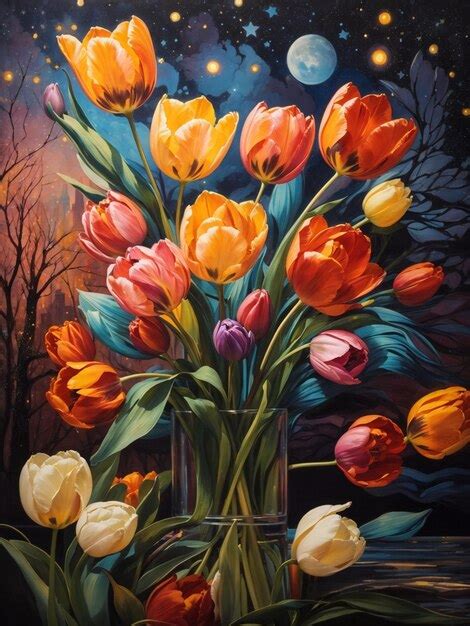 Premium Photo | Modern Acrylic painting of tulips