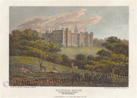 'HATFIELD HOUSE' by G. Shepherd / W. Angus c.1807 - Welland Antique Maps