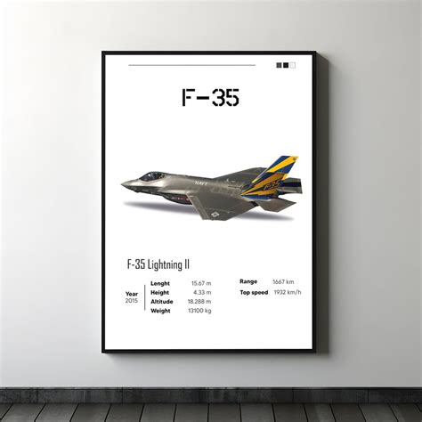 F-35 Lightning Aircraft Poster, F 35 Poster, F-35B Fighter, Aviation ...