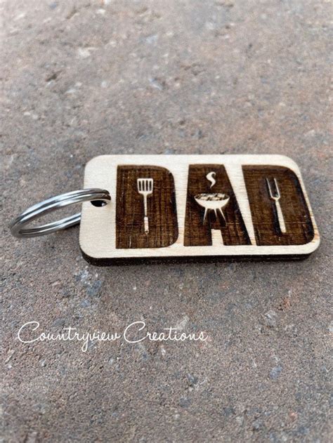 Father's Day keychain.Wooden engraved gift.Gift for | Etsy