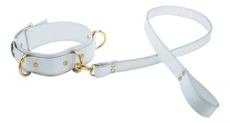 Coleira Guia Bdsm Bondage Submissa Sexo Sex Couro Branca Frete Gr Tis