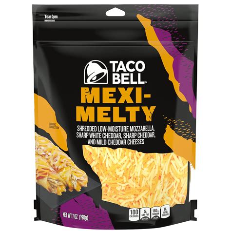 Taco Bell Mexi Melty Sharp White Cheddar Sharp Cheddar Mild Cheddar