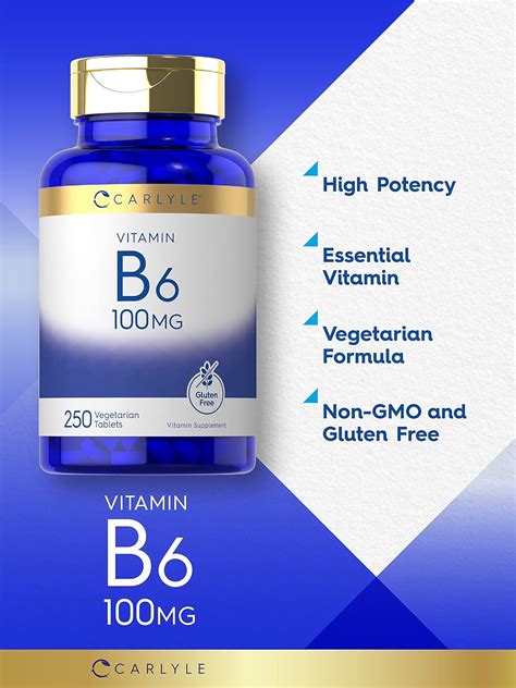 Carlyle Vitamin B6 100mg 250 Tabletas The Red Vitamin Mx