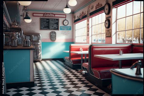 Interior Of An American Diner In S Style Generated With Ai Stock