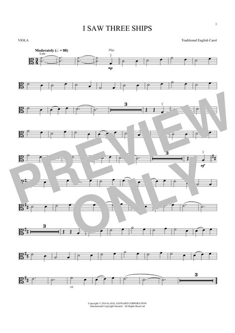 I Saw Three Ships Sheet Music Traditional English Carol Viola PlayAlong