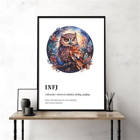 Mbti Infj Spirit Animal Owl Wall Art Psychology Collection Personality