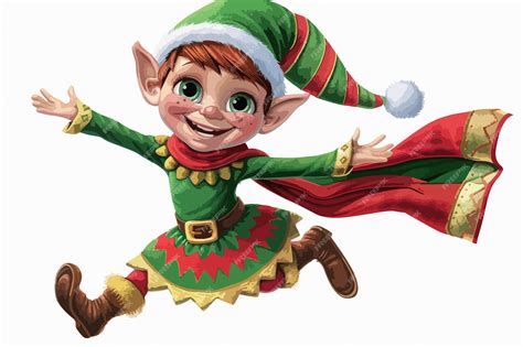 Cheerful Christmas Elf Clipart Isolated on White Background | Premium ... 