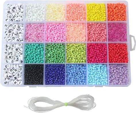 SKY TOUCH Seed Beads 3500 Letter Beads Pony Beads 24 Grid Bead Kit Set