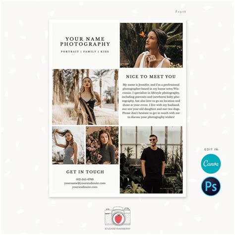 Photography Flyer Template Canva Photoshop Pamphlet Etsy Canada