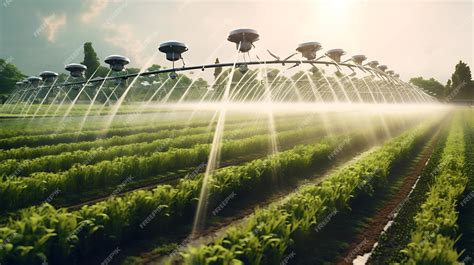 Premium AI Image | Modern smart irrigation systems technology for growing farming plants