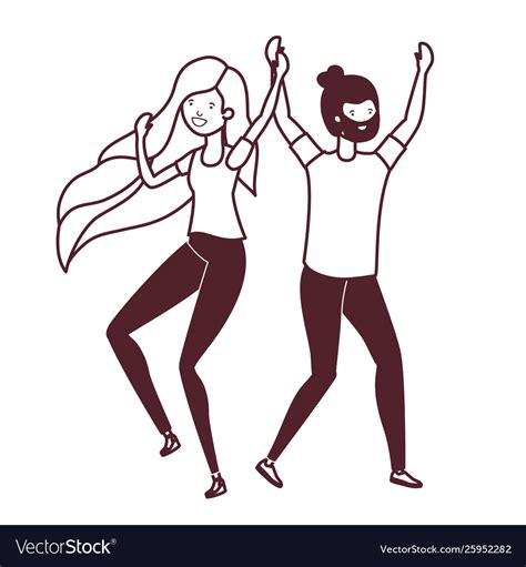 Silhouette young couple dancing in white Vector Image