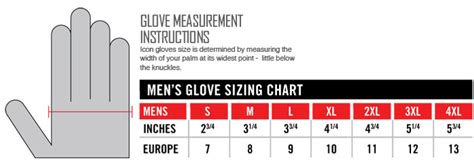 European Glove Size Chart