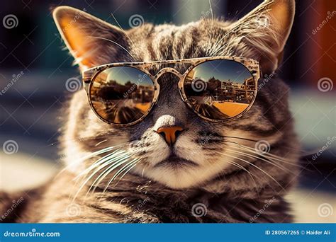 Cool Cat Photoshoot Ready Generative Ai Stock Illustration