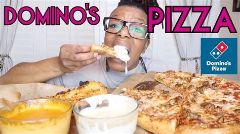 EXTRA CHEESY DOMINO S PIZZA With ALFREDO SAUCE MUKBANG MUKBANG