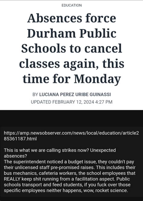 Unexpected Absence Of Unlicensed Durham Public School Employees Leads