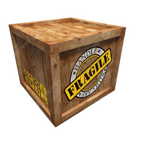 Wooden Box Crate With Grunge Fragile Symbol Care Square Up Protect