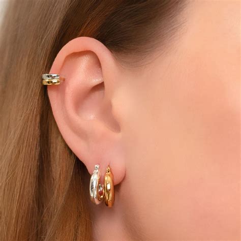 Two Tone Unisex Single Hoop Earring Brandalley