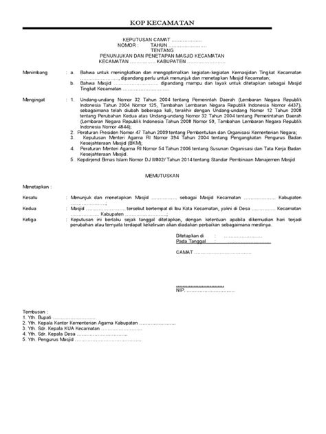 Contoh Sk Penetapan Masjid Besar Pdf