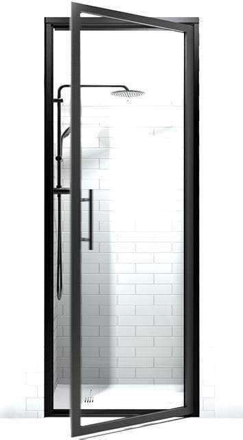 Gridscape Gs3 Swing Shower Door In Black With Clear Glass Shower Doors Black Shower Doors