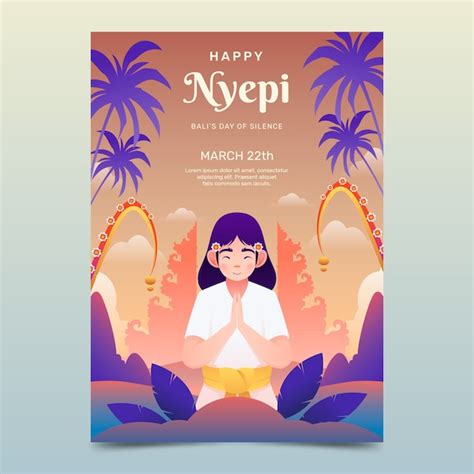 Plantilla De P Ster Vertical Degradado Para Celebraci N Nyepi Vector