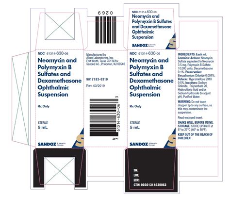 Neomycin And Polymyxin B Sulfates And Dexamethasone Sandoz Inc FDA