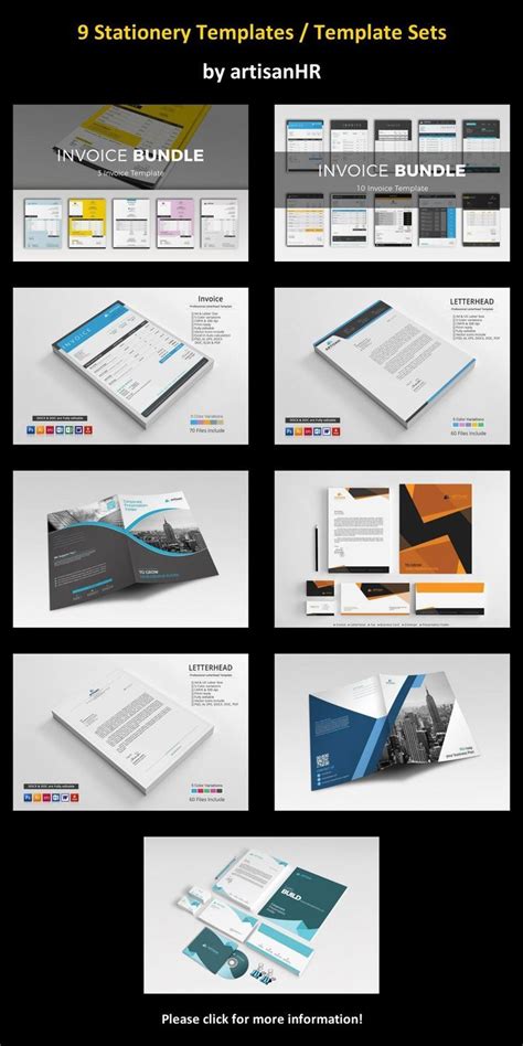 9 Stationery Templates / Template Sets by artisanHR #StationeryTemplate ...