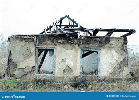 Rubble Of The Destroyed House After The Fire Stock Image Image Of