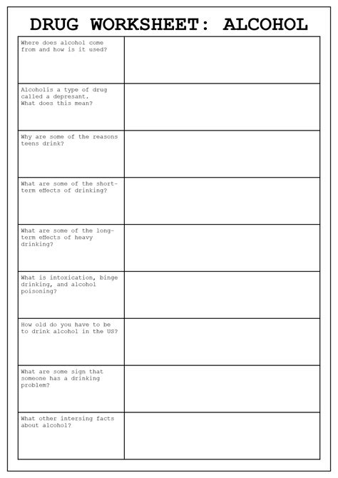 10 Drug Addiction Worksheets Printable Free PDF At Worksheeto