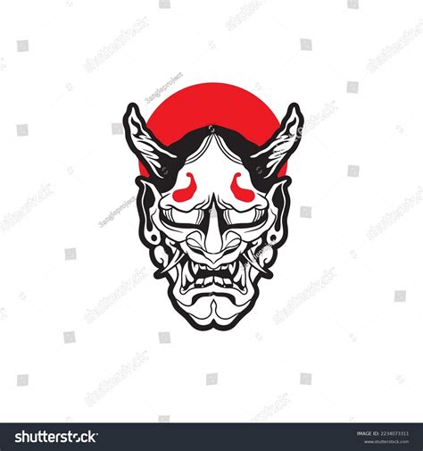 Japanese Demon Oni Mask Logo Design Stock Vector Royalty Free