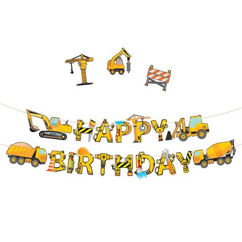 Construction Birthday Party Supplies Banner Premium Pre Assembled