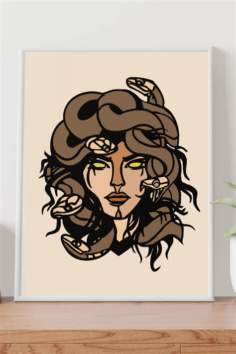 Medusa Gorgon Silhouette Wall Art Prints Svg Digital Etsy