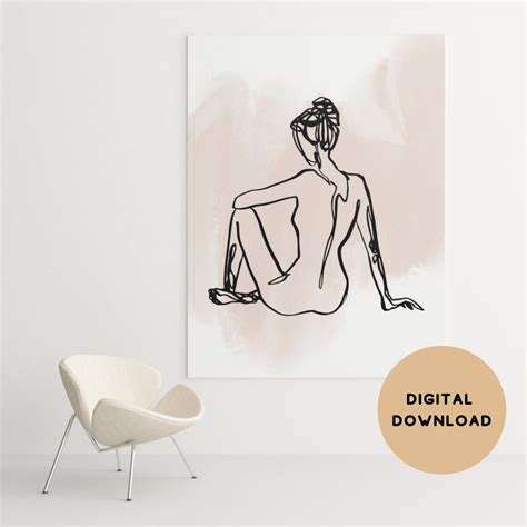 Female Body Printable Wall Art Nude Line Drawing Sexy Etsy