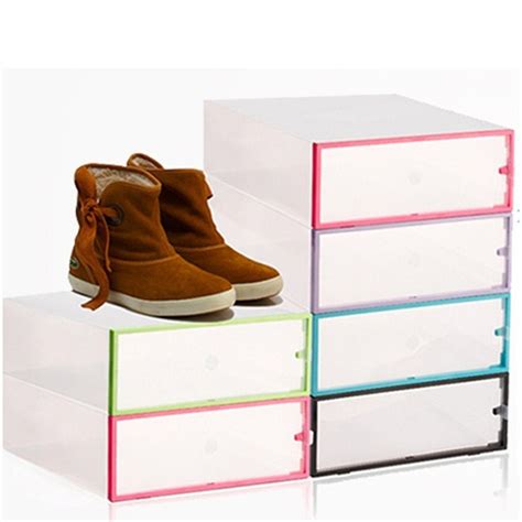 New Foldable Clear Plastic Shoe Boxes Storage Organizer Stackable Tidy