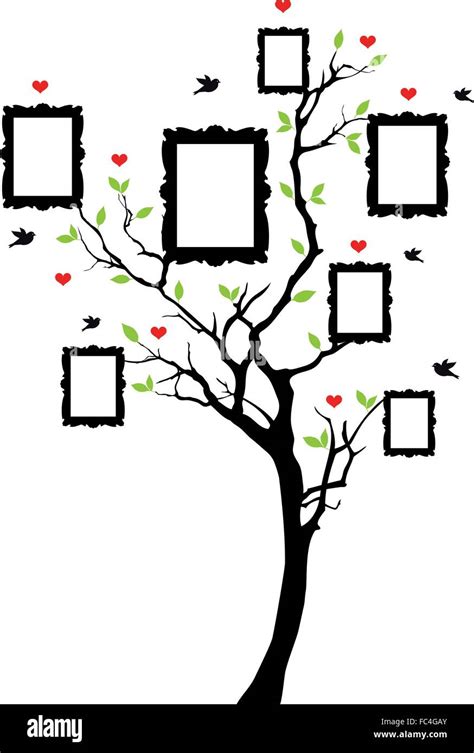 family tree with picture frames, vector background illustration Stock ...