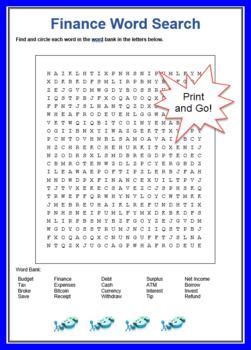 Finance Word Search With Answers ESL Finance Finance Lessons