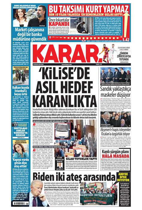 Karar Gazetesi 30 Ocak 2024 Salı Günü Manşeti