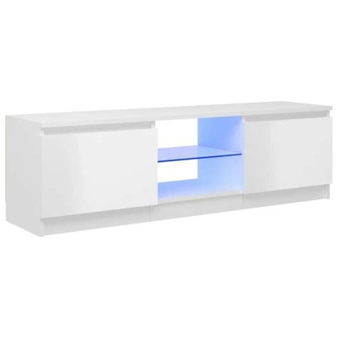 JILL SALE Meuble TV Banc TV Buffet de TV avec lumières LED Blanc