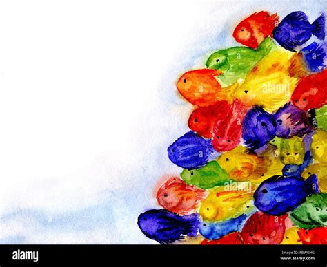 Watercolor of a small fish Stock Photo - Alamy