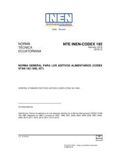 NTE INEN CODEX 192 TÉCNICA Revisión 2016 ECUATORIANA nte inen codex