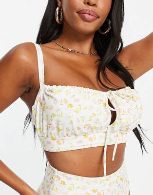 ASOS DESIGN Fuller Bust Corset Bikini Top In Ditsy Floral Print ASOS