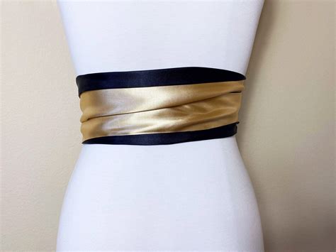 Black & Gold Sash Satin Sash Gold and Black Sash Belt Black | Etsy