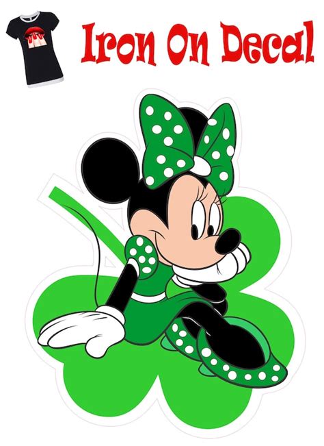 St Patricks Day Minnie Mouse Sitting On The Green Clover Etsy