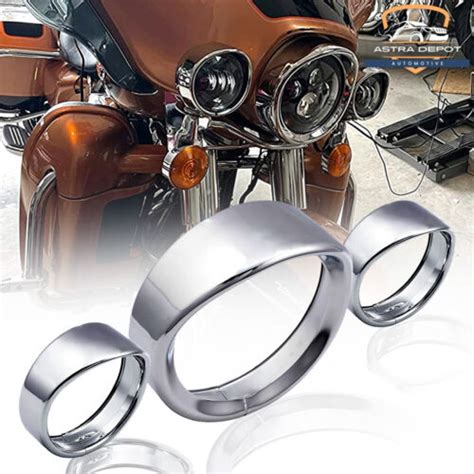 For Harley Headlight Lights Passing Fog Lamp Trim Ring Bezel