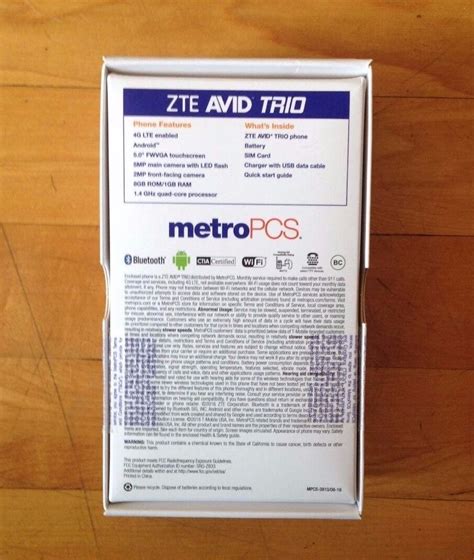 Zte Avid Trio By Metro Pcs Empty Box Box Guide Only No Phone