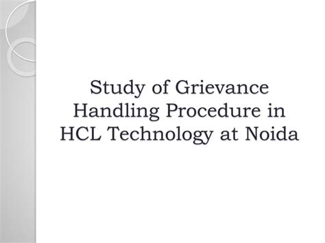 Grievance Handling Procedure Ppt