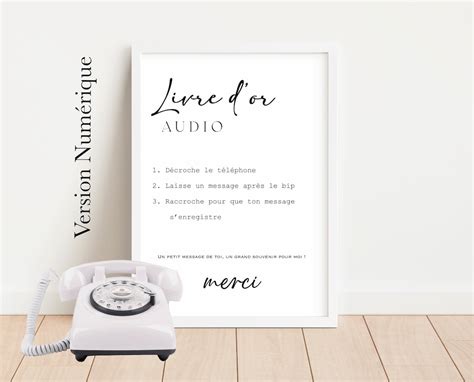 Affiche Livre D Or Audio T L Phone Fichier Num Rique Etsy France