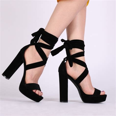 Suede Ankle Wrap Heels Black Black Lace Up Heels Lace Up Heels Heels